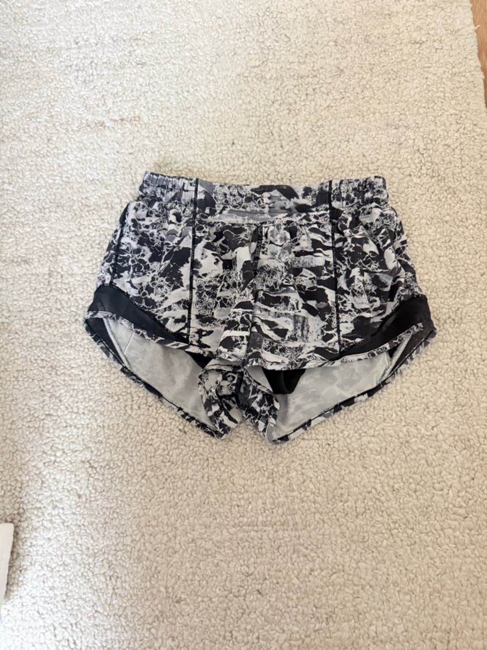 lululemon athletica Black and White Marble Athletic Shorts